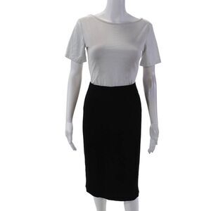 Yansi Fugel Womens Back Slit Knee Length Pencil Skirt Solid Black Size 10